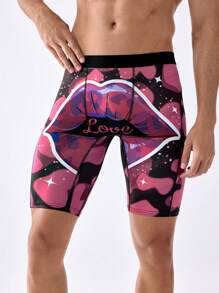 Men's Digital Printed Thin Square Underwear - Hot Pink - View 8