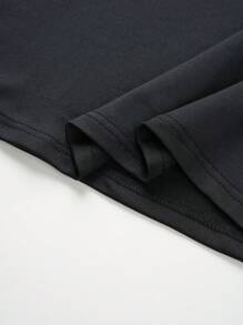 SHEIN Unity Áo thun ngắn tay cổ tròn phối ren tương phản mùa hè dành cho nữ - màu đen - Xem 6