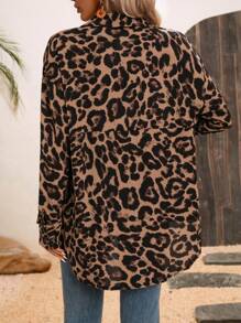 SHEIN LUNE Camisa de hombros caídos con estampado de leopardo para mujer - Multicolor - Ver 2