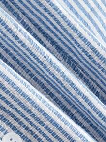 Sweetra Women's A-Line Textured Dress, Fashionable And Versatile - Blue and White - View 5