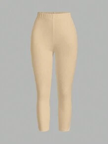 Breezaya Casual Solid Split Hem Skinny Cropped Pants