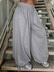 POPSWAY Plus Size Women Loose Draw Waist Jogger Pants, Summer Outfits