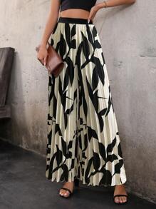 Breezaya Women's Pleated Allover Print Wide Leg Pants (Random Pattern) - Multicolor - View 4