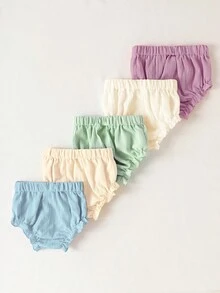 Ensemble de 5 Bloomers d'été légers pour bébé filles, pantalons d'entraînement lâches décontractés et mignons avec derrière grand, shorts triangles respirants - Multicolore - Voir 2