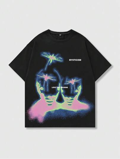 Street Life T-shirt casual d''été pour hommes à manches courtes avec impression de lettre, école