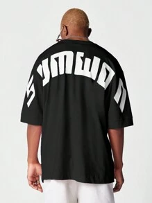 SUMWON Áo thun oversize vừa vặn có in hình họa tiết ở lưng - màu đen - Xem 1