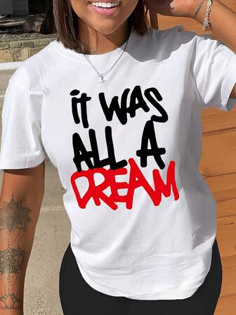 圓領字母女士短袖T恤