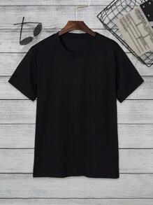 Manfinity Dauomo Men Solid Round Neck Tee - Black - View 1