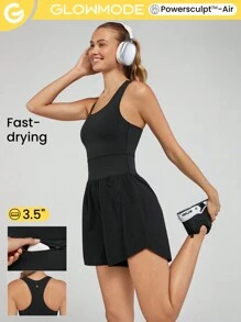 GLOWMODE Powersculpt™-Air VitalSwift Classic Racerback Jumpsuit With Built-In Underwear Medium Impact Running Workout Quick Dry Moisture Wicking Cool Feeling