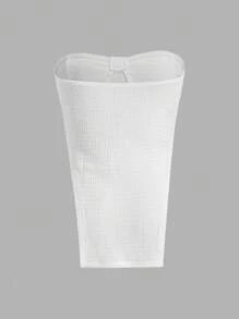 Slaydiva Casual White Asymmetrical Tube Top - White - View 4