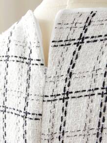 Vestido de línea A elegante y de moda con estampado de cuadros y cinturón apretado en la cintura con un lazo para mujer