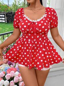 Flirla Plus Size Printed Patchwork Lace Summer Holiday Shirt - Multicolor - View 3