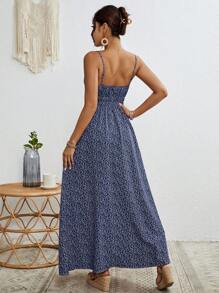 SHEIN VCAY Vestido de tirantes con estampado floral pequeño para mujer estilo vacacional