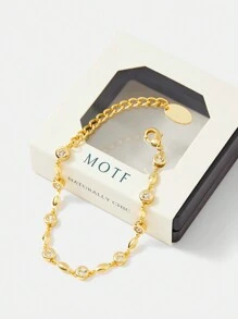 MOTF PREMIUM 18K GOLD PLATED INLAID CHIC CHAIN BRACELET - Yellow Gold - View 2