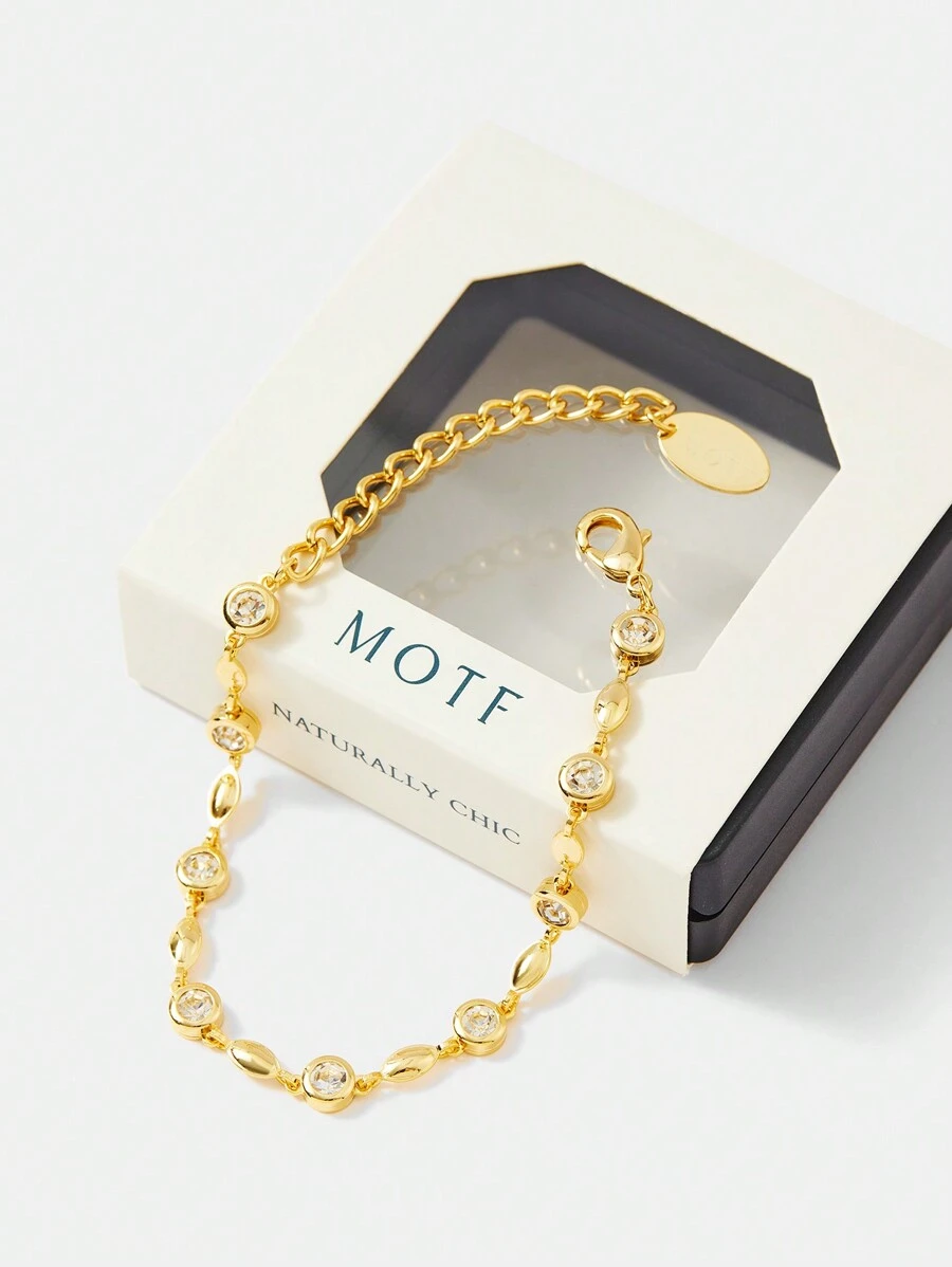 MOTF PREMIUM 18K GOLD PLATED INLAID CHIC CHAIN BRACELET - Yellow Gold - View 2