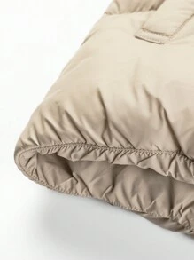 Manfinity Homme Men Drawstring Hooded Zipper Puffer Coat Without Jumper - Khaki - View 6