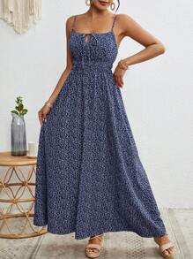 SHEIN VCAY Vestido de tirantes con estampado floral pequeño para mujer estilo vacacional