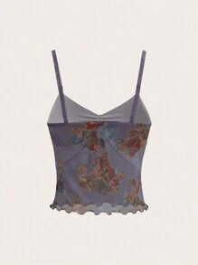 SHEIN ICON 女士夏季天使印花網狀背心Y2K上衣 - 彩色 - 查看 7