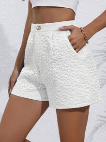 EMERY ROSE 女性簡約日常隨機剪裁印花短褲 - 白色 - 查看 5