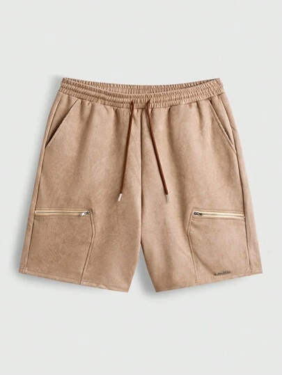 Manfinity VCAY 男士春夏款休閒仿麂皮抽繩腰短褲