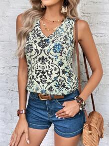 SHEIN LUNE 印花背心上衣 - 白色 - 查看 8