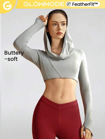 GLOWMODE Top Con Capucha Asimétrica Featherfit™ Para Ocio Con Orificio Para El Pulgar.