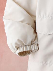 SHEIN 1件装 男童白色毛绒领中长款羽绒服，男童休闲羽绒服 - 白色 - 查看 3