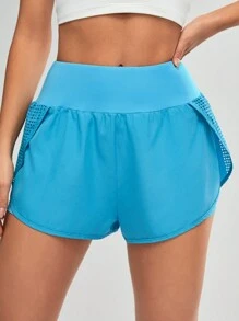 Gameset SHEIN Sport 女士純色高腰束口口袋日常健身運動短褲