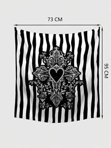 ROMWE 1pc Dark Gothic Style Wall Tapestry Decor For Bedroom, Girl's Room, Halloween - Black and White - View 3