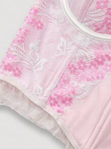 Lunelith SHEIN Lunessa Damen Tank Top mit Blumenmuster und Spitze, elegant und märchenhaft