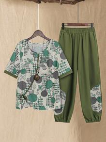 EMERY ROSE 女士夏季幾何印花2件套裝 - 彩色 - 查看 6