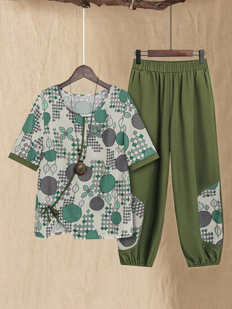Women's Summer Geometric Printed 2-Piece Setfestival Outfits