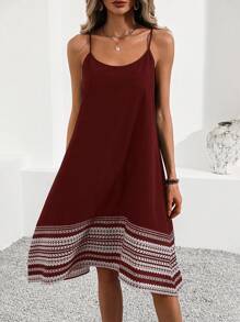 SHEIN LUNE Buổi hòa nhạc mùa hè Váy quây màu đen cho nữ - Màu đỏ tím - Xem 5