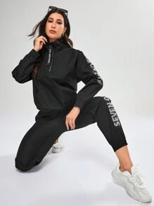 Women's Sportswear Sweating Suit Set Gym Set - Black - View 6