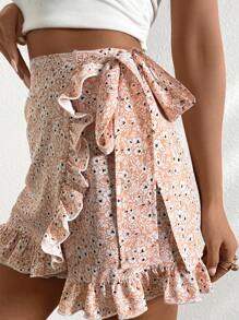 Breezaya Women's Vacation Floral Print Patchwork Ruffle Hem Cute Skorts - Multicolor - View 6