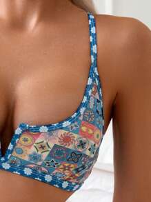 SHEIN Swim 女士夏日海灘花卉印花性感比基尼套裝，2件 - 彩色 - 查看 5