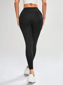 Exploreva Women's High Waist Mesh Inset Leggings With Belted Pockets, Solid Color, Workout Tights Women Leggings Set Yoga Pants