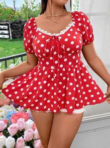 Flirla Plus Size Printed Patchwork Lace Summer Holiday Shirt - Multicolor - View 4