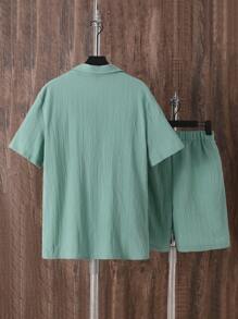 Camisa de manga corta y pantalones cortos sueltos y casuales de moda para hombre, uso diario
