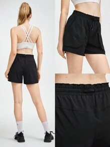 GLOWMODE Pantalones cortos impermeables de 4" con cordón y bolsillos con parche - Negro - Ver 7