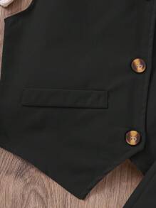 SHEIN Conjunto de dos piezas de niña preadolescente con top sin mangas con volantes y falda elegante