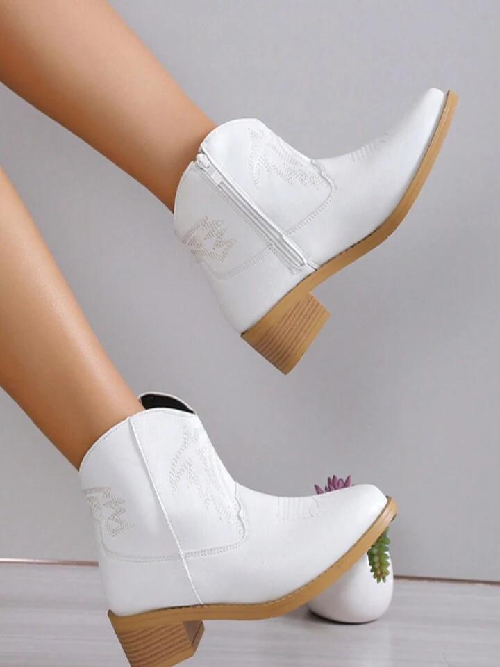 Our Fairycore New Spring & Autumn Style White Western Boots