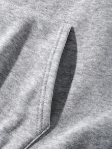 標語圖形垂肩束口帽衫 - 灰色 - 查看 6