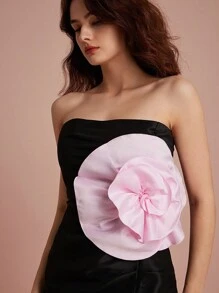 Aveloria Vestido ajustado de tubo con flor con dos tonos y efecto estéreo - Multicolor - Ver 2