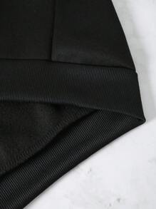 SHEIN EZwear Chất rắn Dây rút Lót nhiệt Hoodie - màu đen - Xem 6