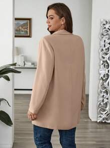 EMERY ROSE Plus Size Women Lapel Neck Open Front Coat Winter Fall Autumn - Grey - View 2