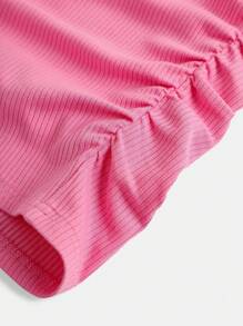 SHEIN 少女針織肋紋休閒露背連衣裙 - 西瓜粉 - 查看 3