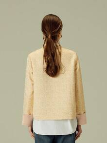 Áo khoác dài tay phong cách Trung Hoa thêu hoa thanh lịch, có thể đảo ngược, mùa xuân và mùa thu - Vàng - Xem 3