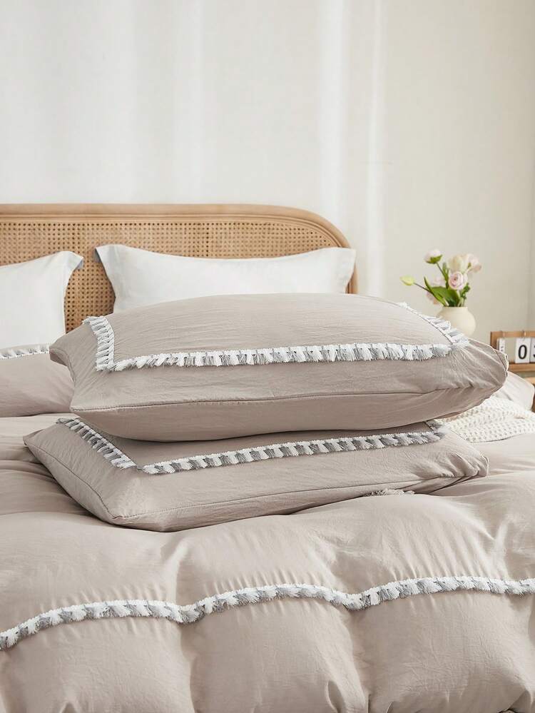 3pcs Solid Color Polyester Waffle Weave Frame Small Double Color Toothbrush Edge Set - Camel - View 9