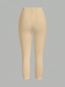 Breezaya Casual Solid Split Hem Skinny Cropped Pants
